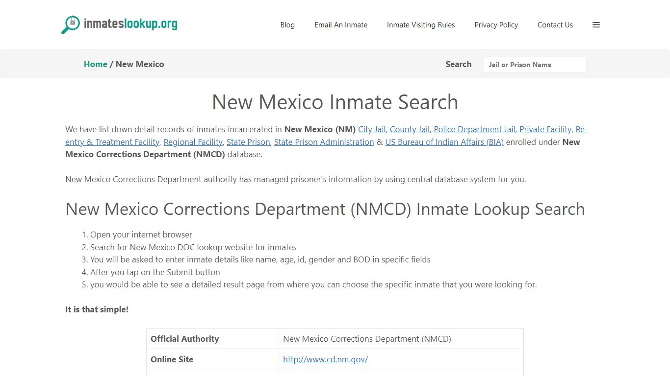 New Mexico Inmate Search - Inmates lookup