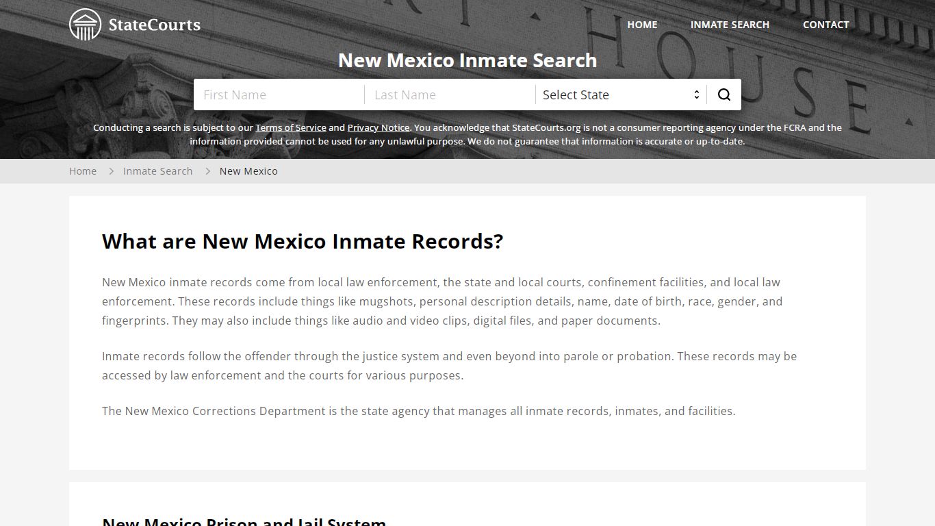 New Mexico Inmate Search, Prison and Jail Information - StateCourts