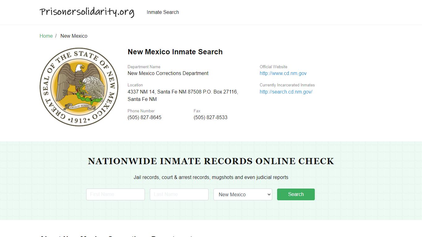 New Mexico Inmate Search – New Mexico Corrections Department Offender ...